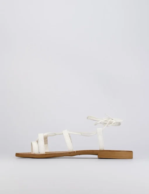 Sandalo tacco 1 cm bianco pelle