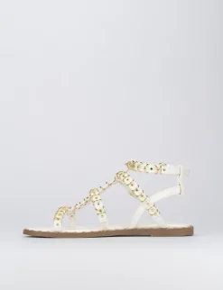 Sandalo tacco 1 cm bianco pelle
