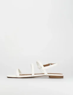 Sandalo tacco 1 cm bianco pelle