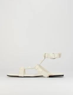 Sandalo tacco 1 cm bianco pelle