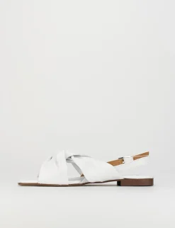 Sandalo tacco 1 cm bianco pelle