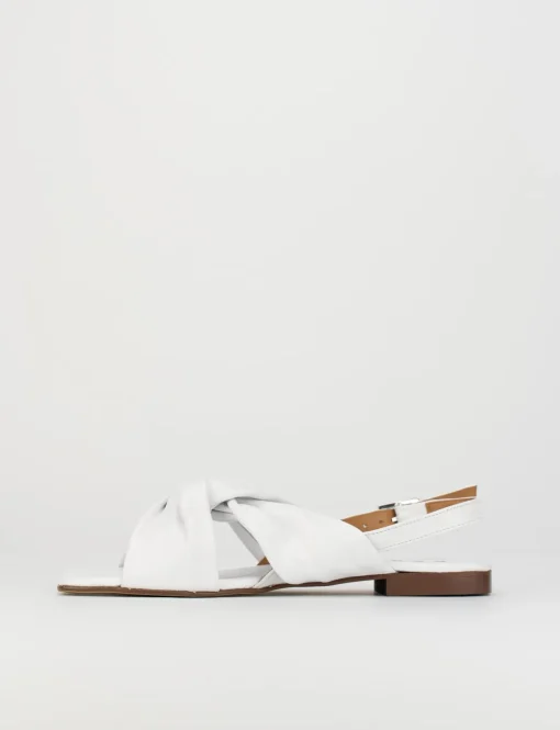 Sandalo tacco 1 cm bianco pelle