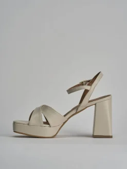 Sandalo tacco 8 cm bianco pelle