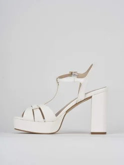 Sandalo tacco 9 cm bianco pelle