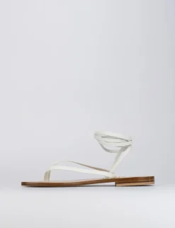 Sandalo tacco 1 cm bianco pelle