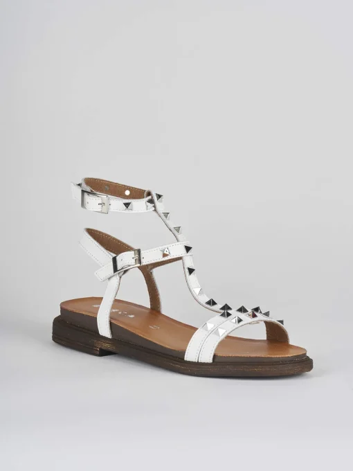 Sandalo tacco 1 cm bianco pelle