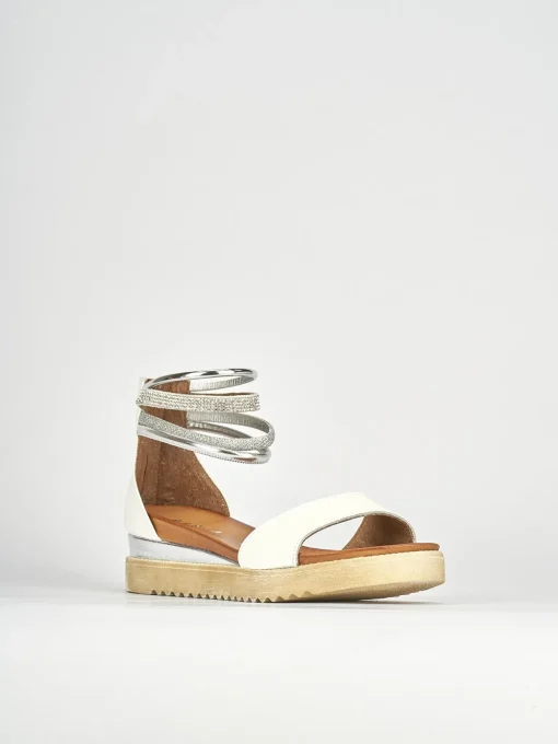 Sandalo tacco 1 cm bianco pelle