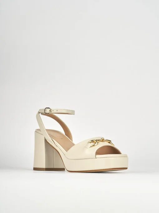 Sandalo tacco 7 cm bianco pelle
