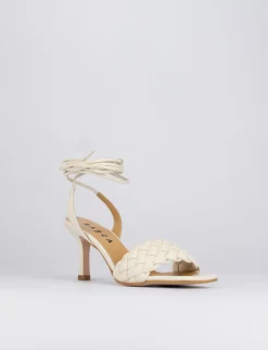 Sandalo tacco 8 cm bianco pelle