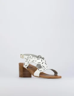 Sandalo tacco 5 cm bianco pelle