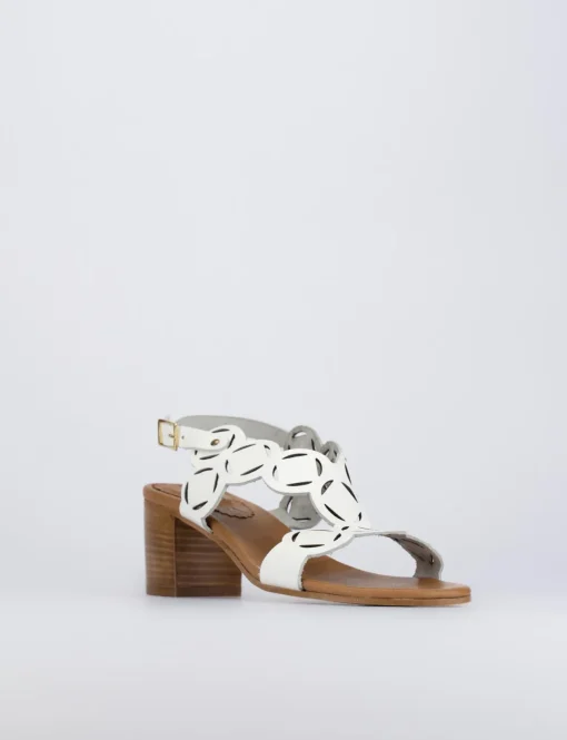 Sandalo tacco 5 cm bianco pelle