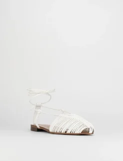 Sandalo tacco 1 cm bianco pelle