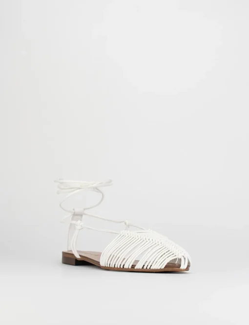 Sandalo tacco 1 cm bianco pelle