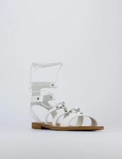 Sandalo tacco 1 cm bianco pelle