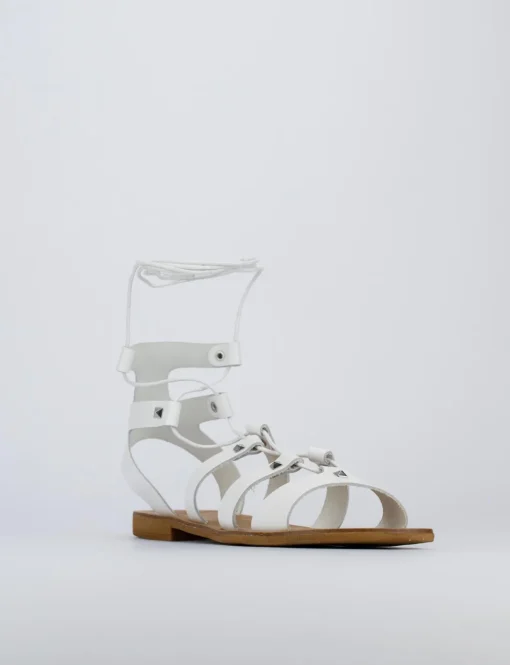 Sandalo tacco 1 cm bianco pelle