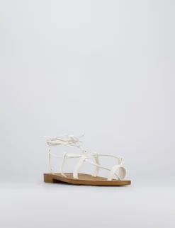 Sandalo tacco 1 cm bianco pelle