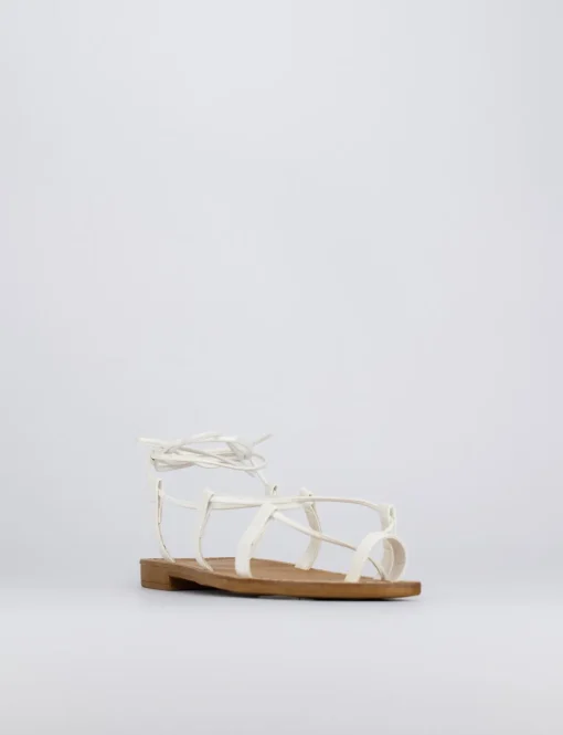 Sandalo tacco 1 cm bianco pelle