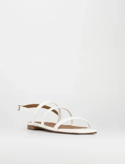 Sandalo tacco 1 cm bianco pelle