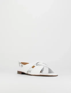 Sandalo tacco 1 cm bianco pelle