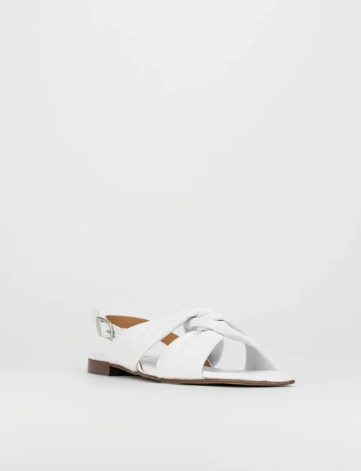 Sandalo tacco 1 cm bianco pelle