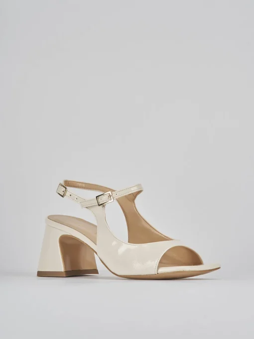 Sandalo tacco 6 cm bianco vernice