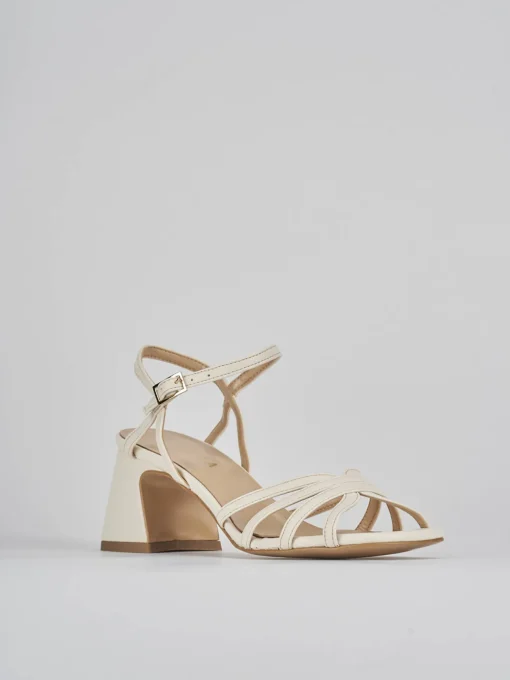 Sandalo tacco 6 cm bianco pelle