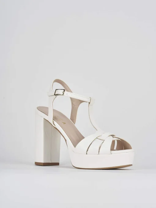 Sandalo tacco 9 cm bianco pelle