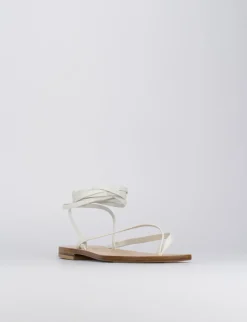 Sandalo tacco 1 cm bianco pelle