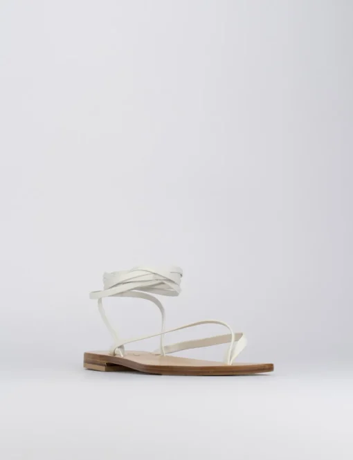 Sandalo tacco 1 cm bianco pelle