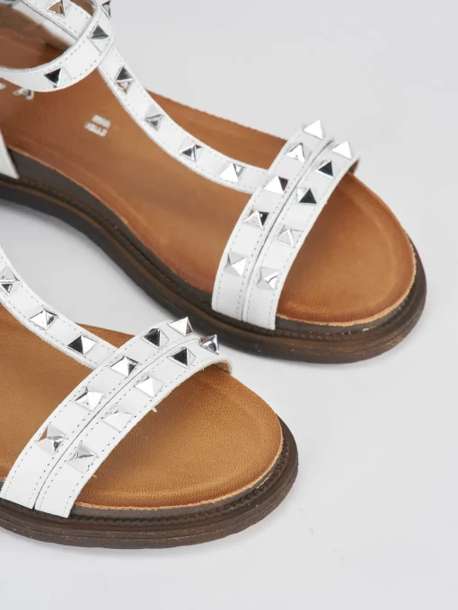 Sandalo tacco 1 cm bianco pelle