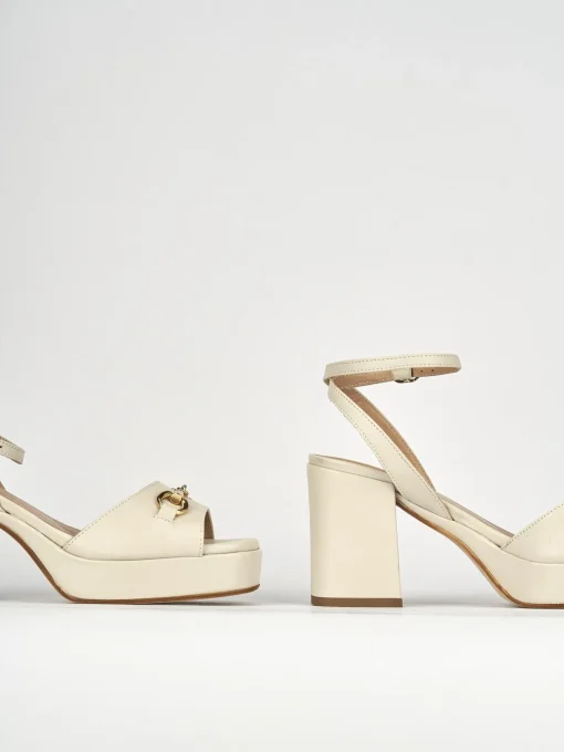 Sandalo tacco 7 cm bianco pelle