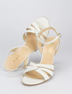 Sandalo tacco 9 cm bianco pelle