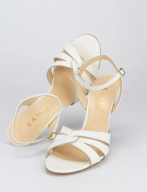 Sandalo tacco 9 cm bianco pelle