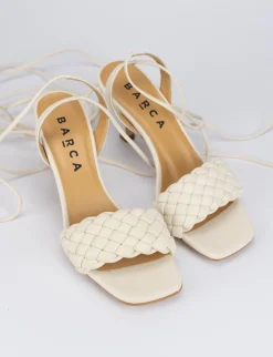 Sandalo tacco 8 cm bianco pelle
