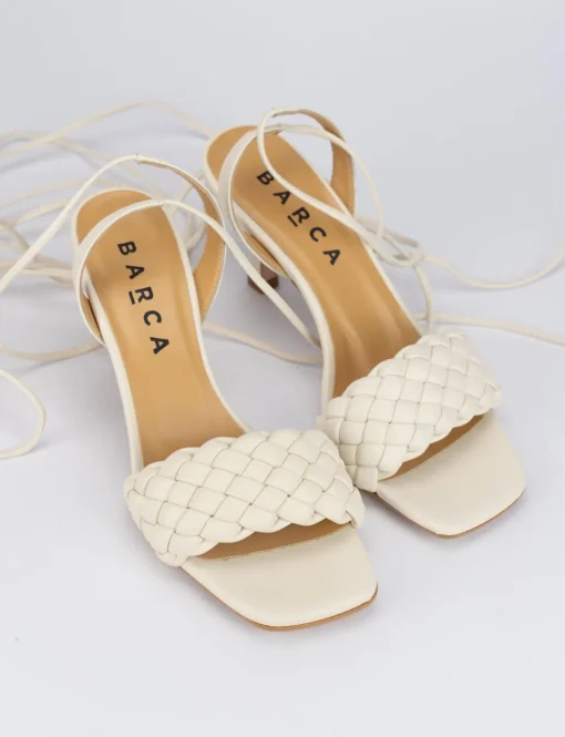 Sandalo tacco 8 cm bianco pelle