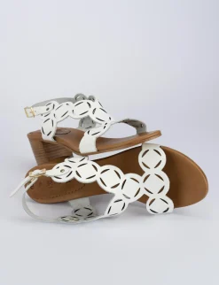 Sandalo tacco 5 cm bianco pelle