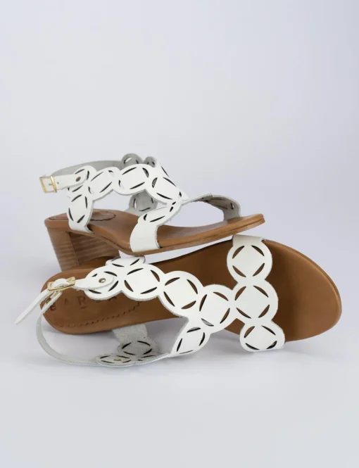 Sandalo tacco 5 cm bianco pelle