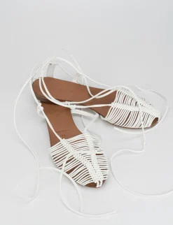 Sandalo tacco 1 cm bianco pelle