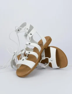 Sandalo tacco 1 cm bianco pelle