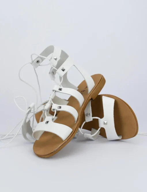 Sandalo tacco 1 cm bianco pelle