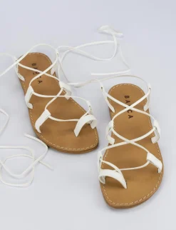 Sandalo tacco 1 cm bianco pelle