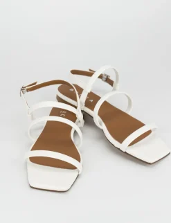 Sandalo tacco 1 cm bianco pelle