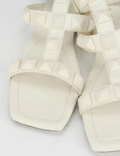 Sandalo tacco 1 cm bianco pelle