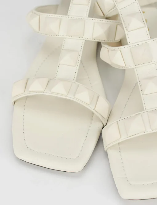 Sandalo tacco 1 cm bianco pelle