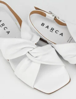 Sandalo tacco 1 cm bianco pelle