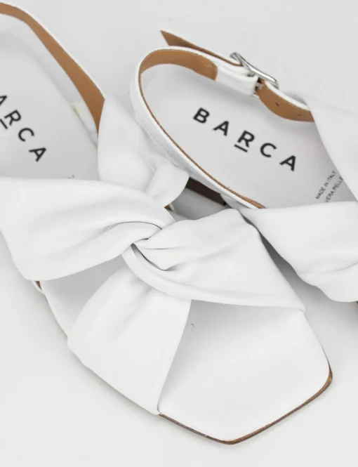 Sandalo tacco 1 cm bianco pelle