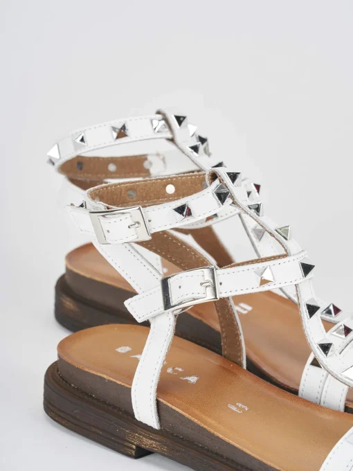 Sandalo tacco 1 cm bianco pelle
