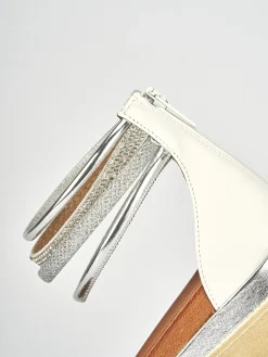 Sandalo tacco 1 cm bianco pelle