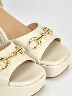 Sandalo tacco 7 cm bianco pelle