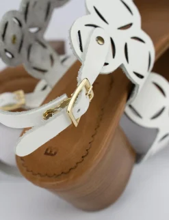 Sandalo tacco 5 cm bianco pelle